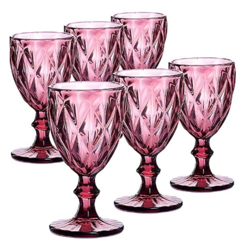 Jogo De Taças Grande Diamond 320ml - Qualidade Premium Taça de Diamante Bico de Jaca - Verde Azul Ro