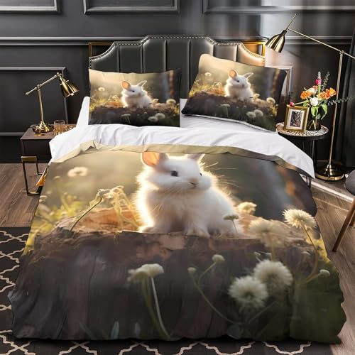 Parure de lit lapin mignon en microfibre de qualité supérieure et impression 3D