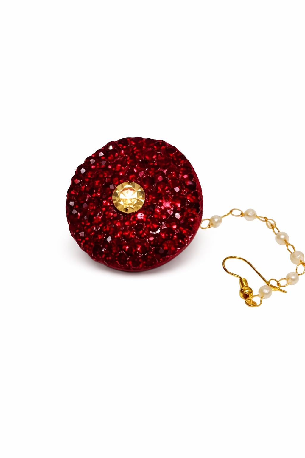 Rajasthani Handcrafted Lac Borla, Red with Golden Stone, Traditional Bridal Maang Tikka, Lightweight Ethnic Jewelry for Weddings and Festivals-image-46