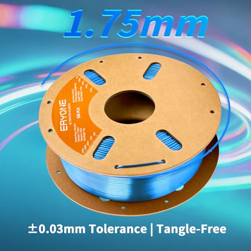 Image of ERYONE Silk PLA Filament for 3D Printer 1.75mm + /- 0.03mm, Shiny Filament 1kg (2.1lbs) /Spool, Silk Blue
