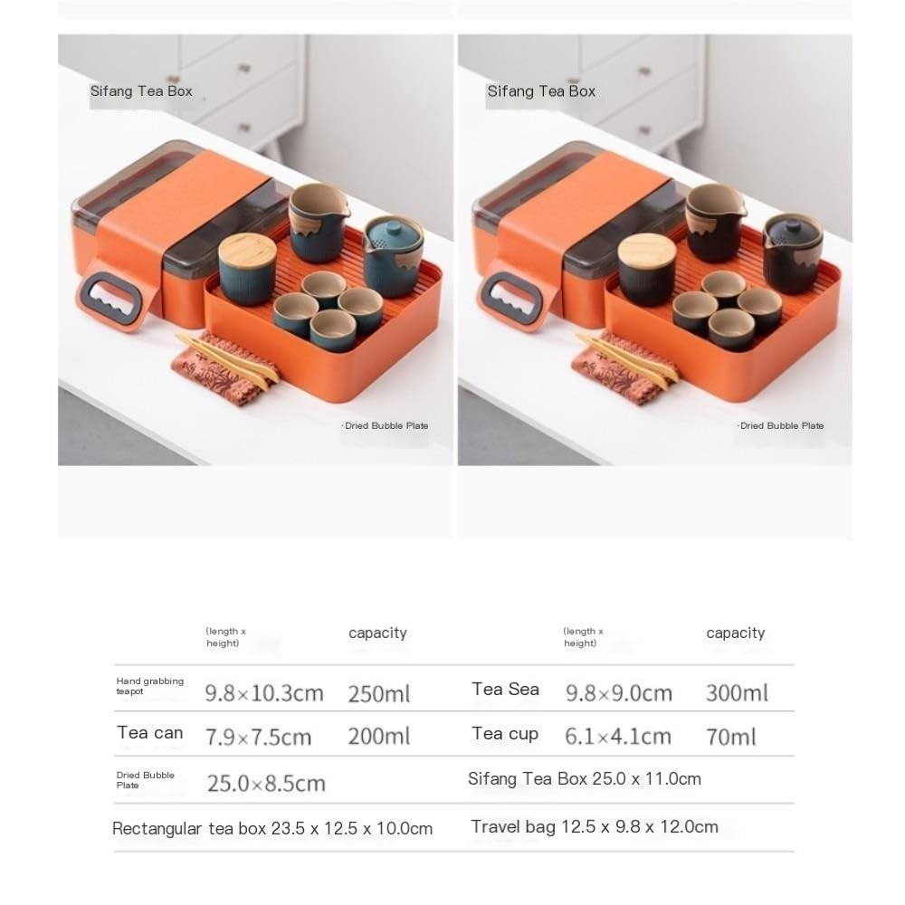 Pojemniki do Przechowywania spiżarni Ceramic Tea Storage Jar Travel Portable Tea Set Outdoor Carry-On Bag Office Tea Cup Tea Cup Camping Travel Set Pojemniki Ceramiczne na Herbatę, Kawę, Mąkę, Cukie(A