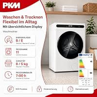 PKM Waschtrockner WT8+5BE | 8 Kg Waschen | 5 Kg Trocknen | 11 Programme | Steam Funktion | Timer | Startzeitvorwahl – Ansicht 3