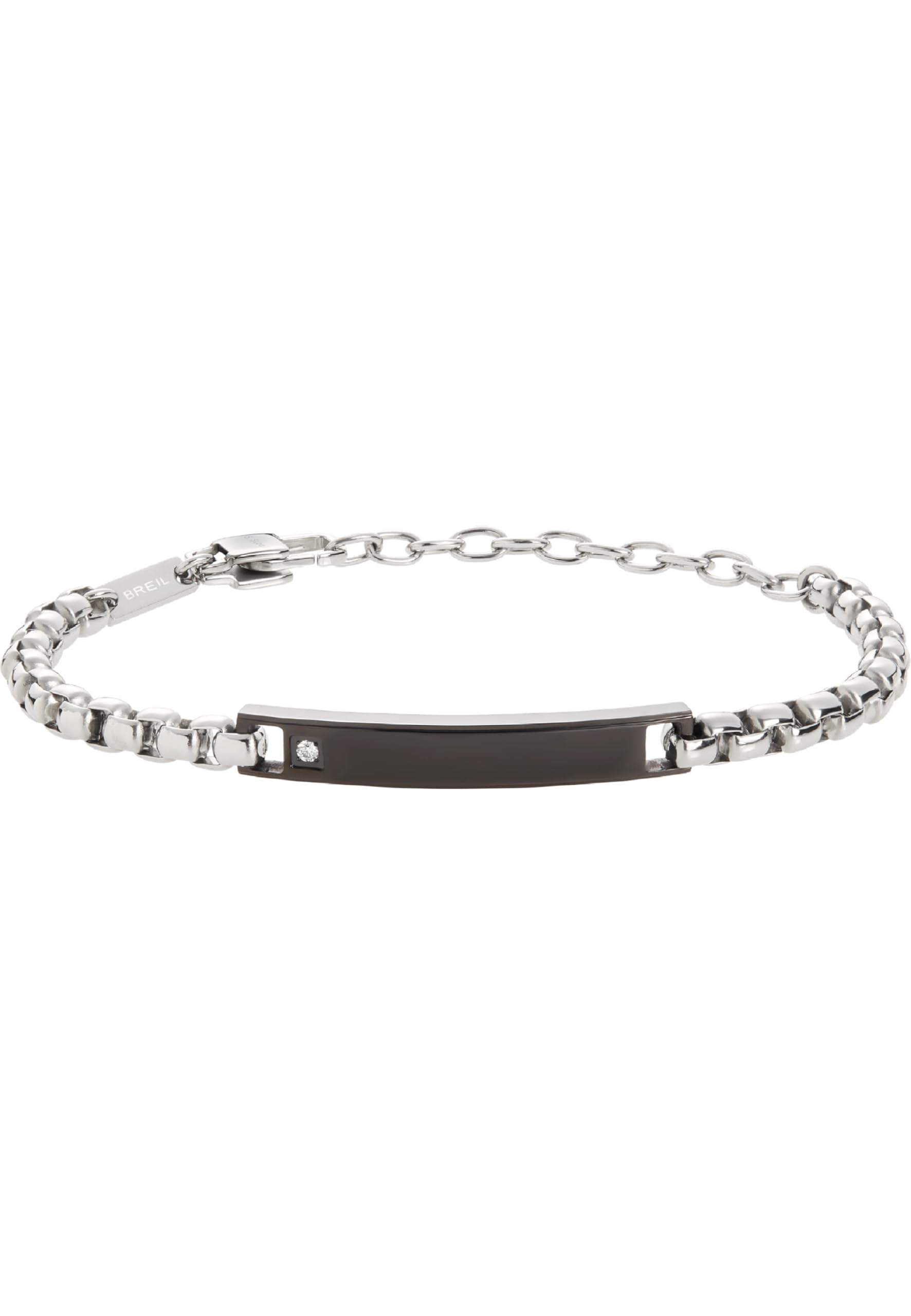 Breil - Tag and Cross bracelet made of steel for men, Eine Grösse, Stainless Steel, Cubic Zirconia