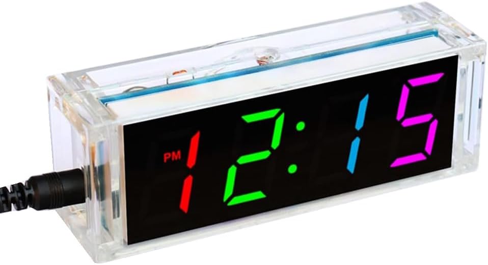 Colorful Digital Clock Electronic Kit DIY Parts Component Set Electronic Clock Welding Making Experiment Kit Easy Install