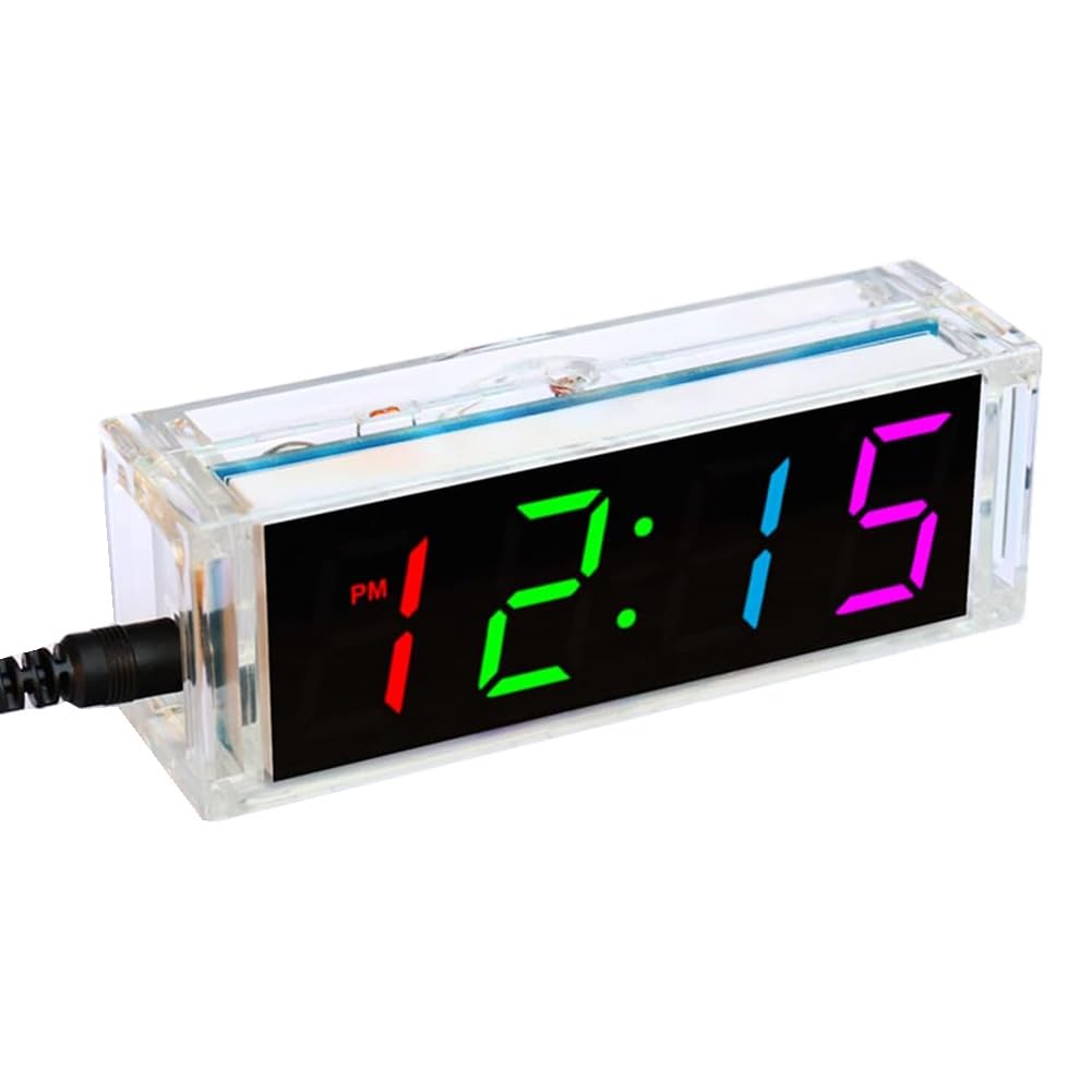 Colorful Digital Clock Electronic Kit DIY Parts Component Set Electronic Clock Welding Making Experiment Kit Easy to Use