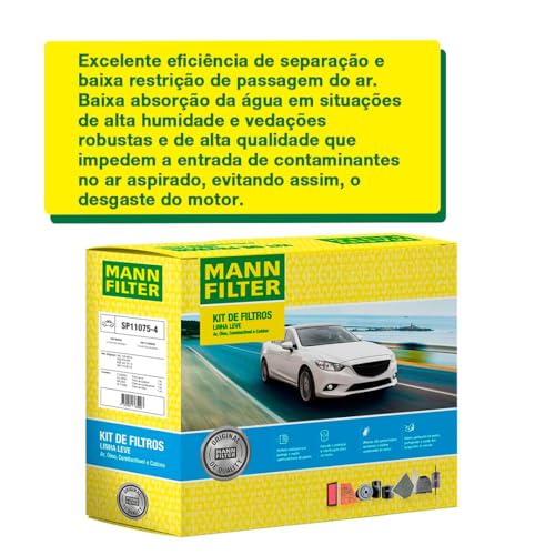 MANN-FILTER Original, Kit de Filtros, Filtro do Ar, Óleo, Combustível e Cabine, SP11075-4 para Volks