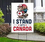 I Stand With Canada Yard Sign, Beaver Supportive Canada, Anti-Trump Canada, Elbows Up Canada Never 51st State Sign with Metal H-Stake, VP15677 (Multicolor, 18" x 12", Single Sided)