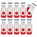 MOSDART 16GB 10Pack in Bulk USB 2.0 Flash Drives Swivel Keychain Thumb Drievs with Led Indicator,Red 10pcs