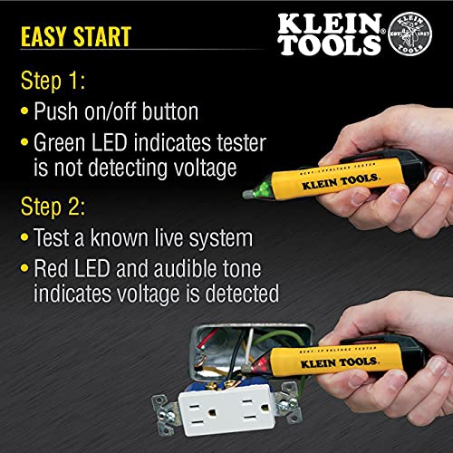 Klein Tools Ncvt1P Voltage Tester, Non-Contact Voltage Detector Pen, 50V To 1000V Ac, Audible And Flashing Led Alarms, Pocket Clip #TOP2