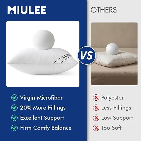 MIULEE 18x18 Pillows Inserts Pack of 4, Down Alternative Virgin Filling - 5