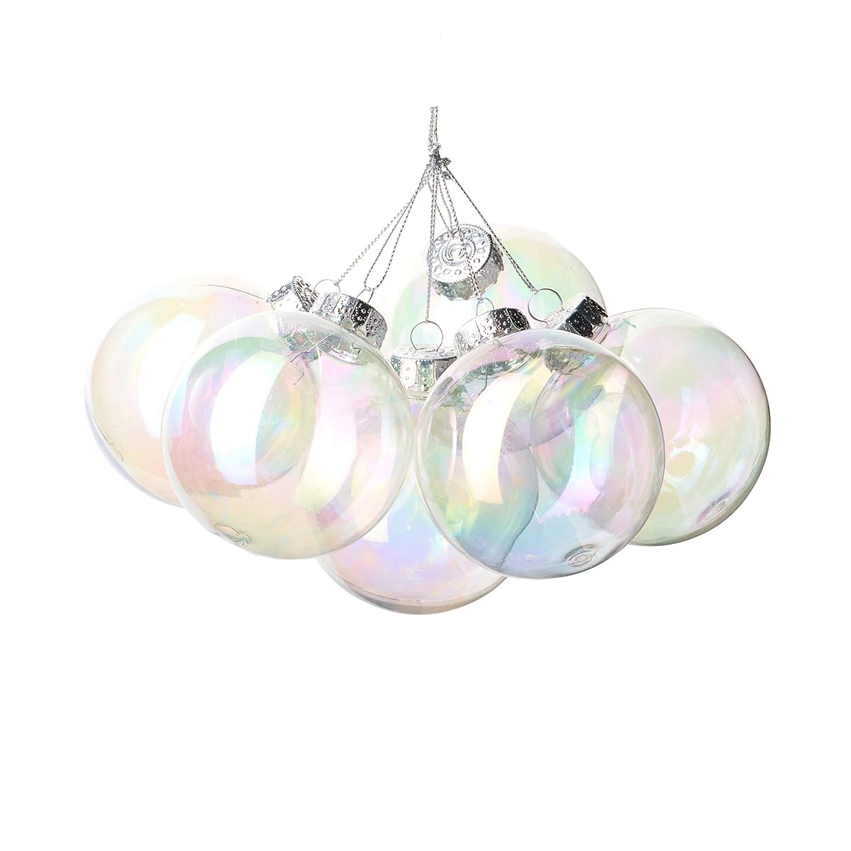 Photo 1 of 12Pcs 3.15inch Transparent Iridescent Shatterproof Plastic Ball Ornaments, Suitable for DIY Crafts Gift, Elegant Homes or Festival Displays,Weddings Birthday Party and Christmas Decorations