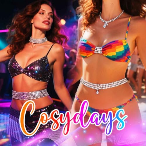 COSYDAYS Silver Rhinestone Belt Sparkly Waist Chain Fashion Bling Dress Belts for Women4