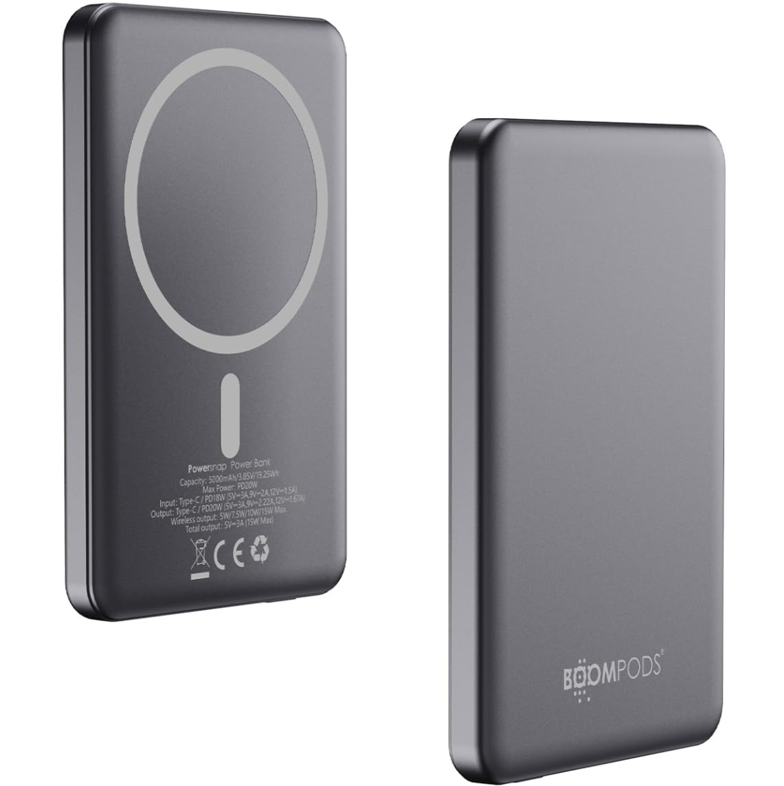 Boompods PowerSnap 5000mAh Graffite Magnetic Powerbank