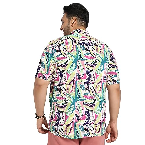 Image of Instafab Plus Men's Shirt for Casual Wear | Spread Collar | Short Sleeve | Button Closure | Plus-Size Fit | Cotton Shirt Crafted with Comfort Fit for Everyday Wear