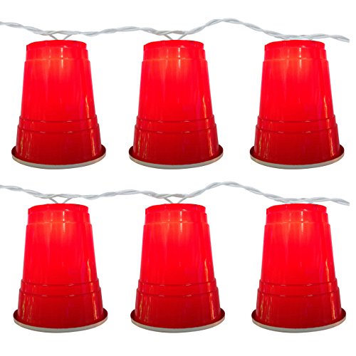 Brite Star 11ft Red Party Cup String Light Set - Christmas Decor, College Graduation Party, Dorm Beer Pong - 10 Lights, Novelty String Lights Room Decor