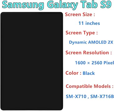 11 Original for Samsung Galaxy Tab S9 Screen Replacement Galaxy Tab S9 SM-X710 SM-X716B Display Touch Screen Digitizer Assembly with Repair Tool