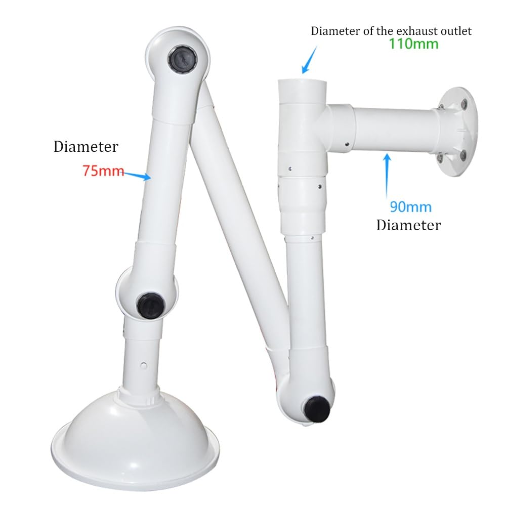 Cappa Aspirante, Cappa Aspirante Universale Da Laboratorio Braccio Aspirante(White,Wall-mounted)