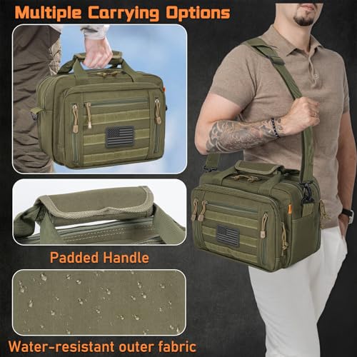 Image of Pistol Case, Gun Range Bags For 2 Pistols 6 Magazines Carrying Shooting Bag with Lockable Zipper for Shooting Range Outdoor Hunting