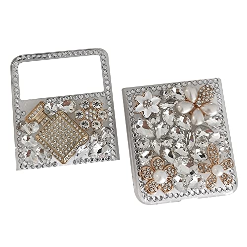 Aikeduo For Galaxy Z Flip 3 5G Case 3D Handmade Sparkle Stunning Stones Crystal Diamond Bling Glitter Perfume Bottle Flower Phone Case For Samsung Galaxy Z Flip 3 5G (White, Z Flip 3) #TOP1