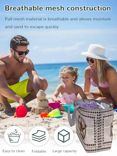 Mesh Beach Bag Oversized Tote Bags for Women Western Star Pinecone Garland Large Travel Pool Bags with 8 Pockets2