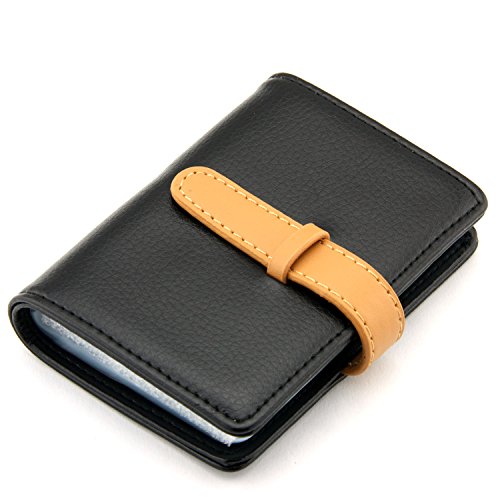 Partstock(TM) PU Leather Credit Card Holder ID Case - Book Style With 26 Card Pockets Size:4.2L X 3 X 0.7 Inches.(Black)