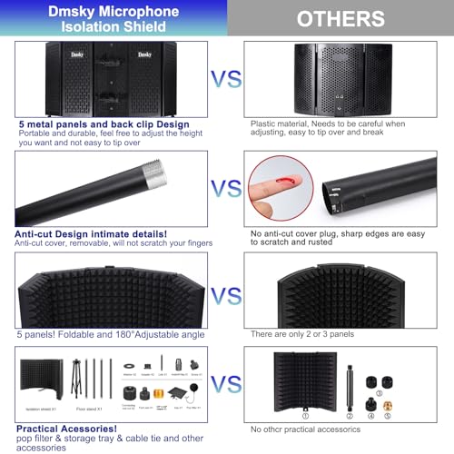 Bouclier d'isolation de microphone pour podcasts et podcasts vidéo à la maison avec trépied