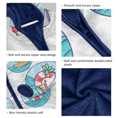 Travel Sea Girls Fleece Jacket Girls Fall Jacket Girls Zip Up Hoodie Girls Sherpa Jacket 2-10T3