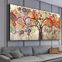 YJYart Arte da parete con albero per soggiorno, foresta, pittura naturalistica, 50 x 101 cm, con cornice, stampa su tela, per camera da letto, ufficio, decorazione per la casa