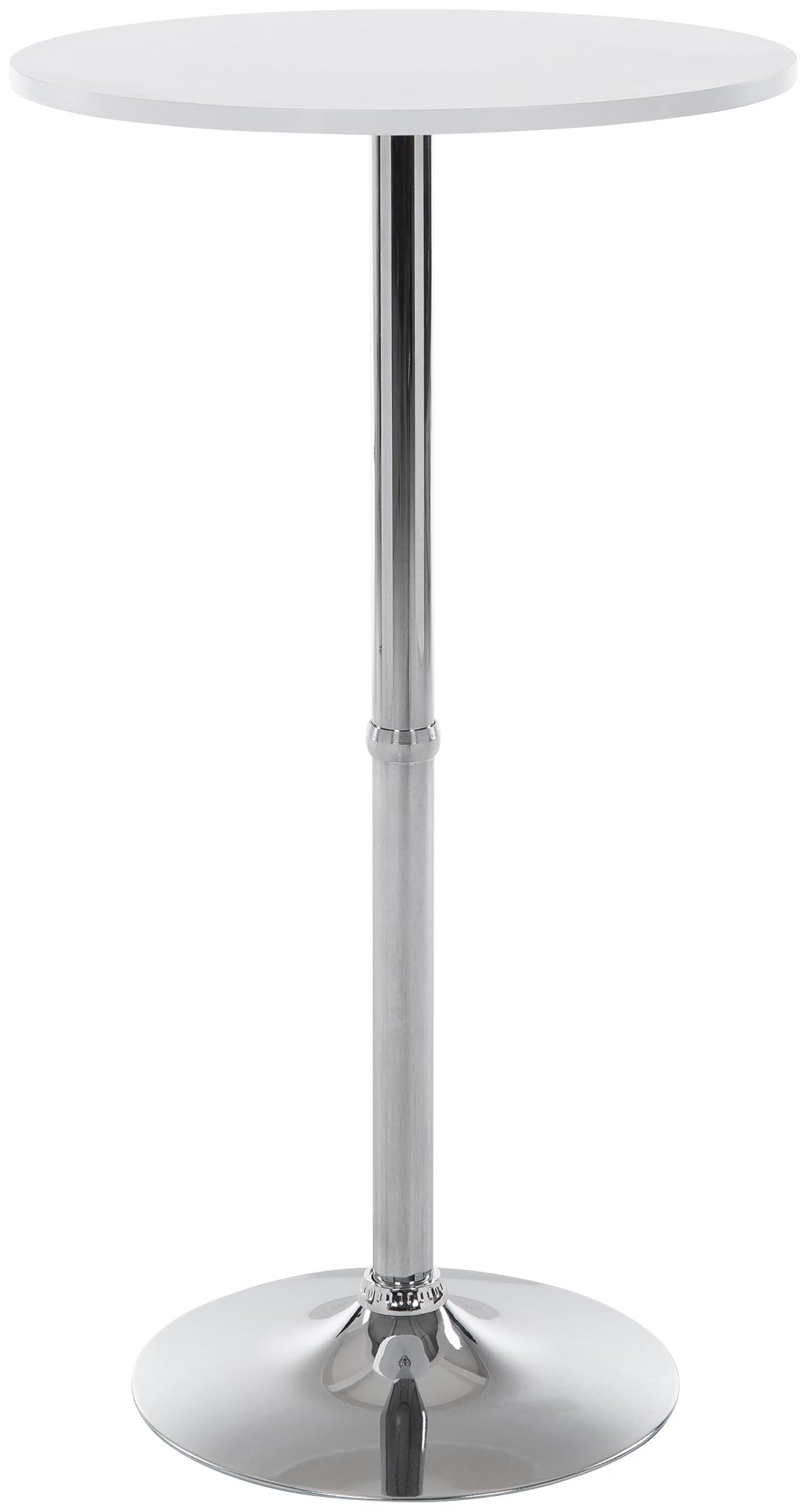 CLP Mesa Alta de Bar con Tablero Redondo | Mesa de Soporte Alto de Metal con Superficie Redonda de Madera I Mesa de Bar con Ř 60 cm, Color:Blanco