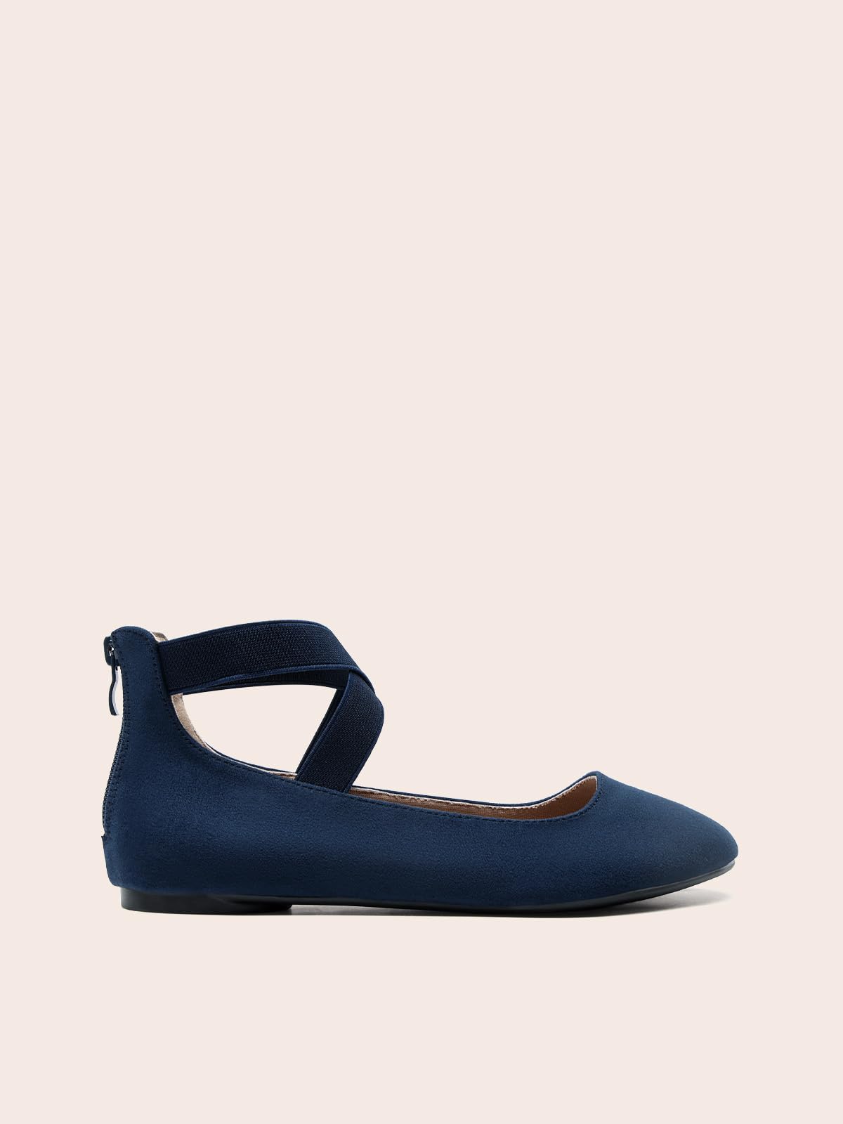 DREAM PAIRS Damskie wygodne baleriny modne płaskie buty z opaską na kostkę i elastycznymi paskami krzyżowymi