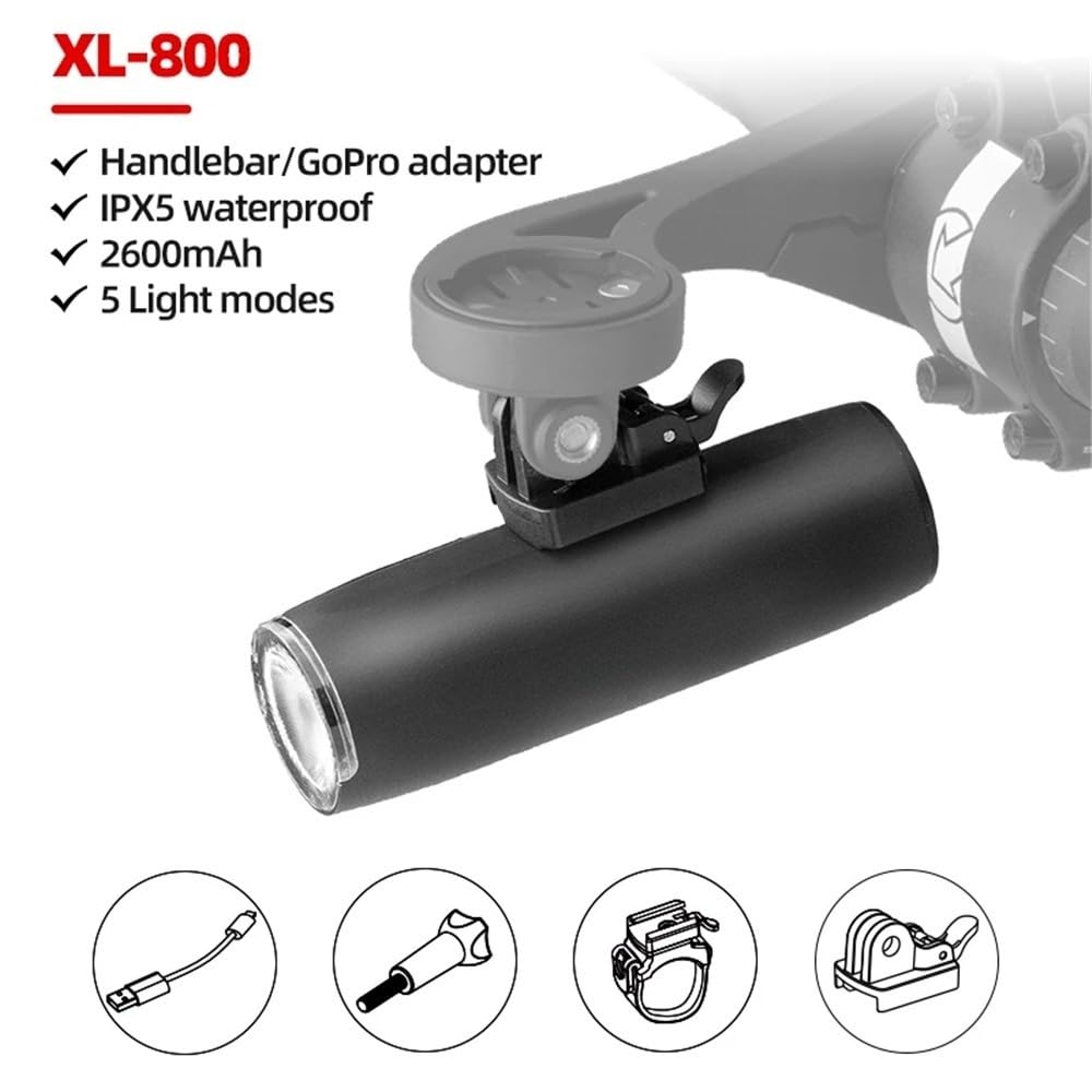 XL400/XL800 Lampa przednia rowerowa 400/800 lumenów USB akumulatorowa szosowa MTB przednia lampa rowerowa aluminiowa ultralekka latarka(XL800 with Taillight)