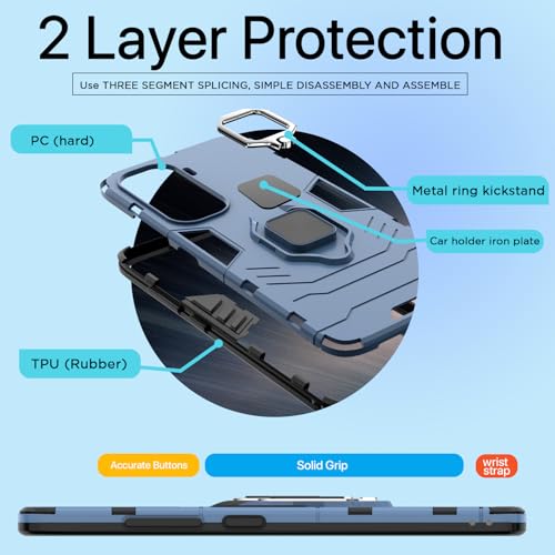 Image of Pikkme D5 Tough Armor Bumper Case | 360 Protection Case | Ring Holder Stand Back Cover for iQOO Neo 10 5G (Blue)
