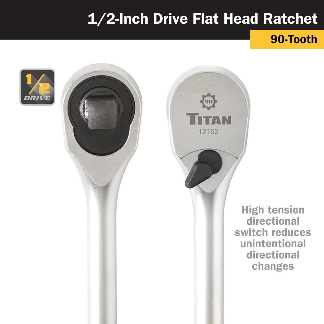 Titan 12178 3-częściowy zestaw z grzechotką z płaską głowicą 90 zębów
