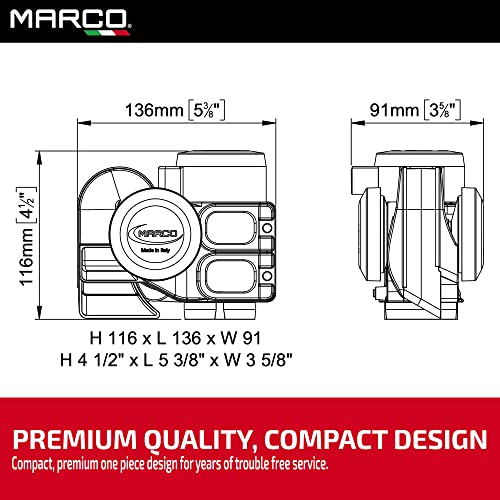 Marco Tornado Car & Motorcycle Air Horn | Super Loud Electric Horn Compatible with All 12V Vehicles | High Decibel Compact Design - Thumbnail 4