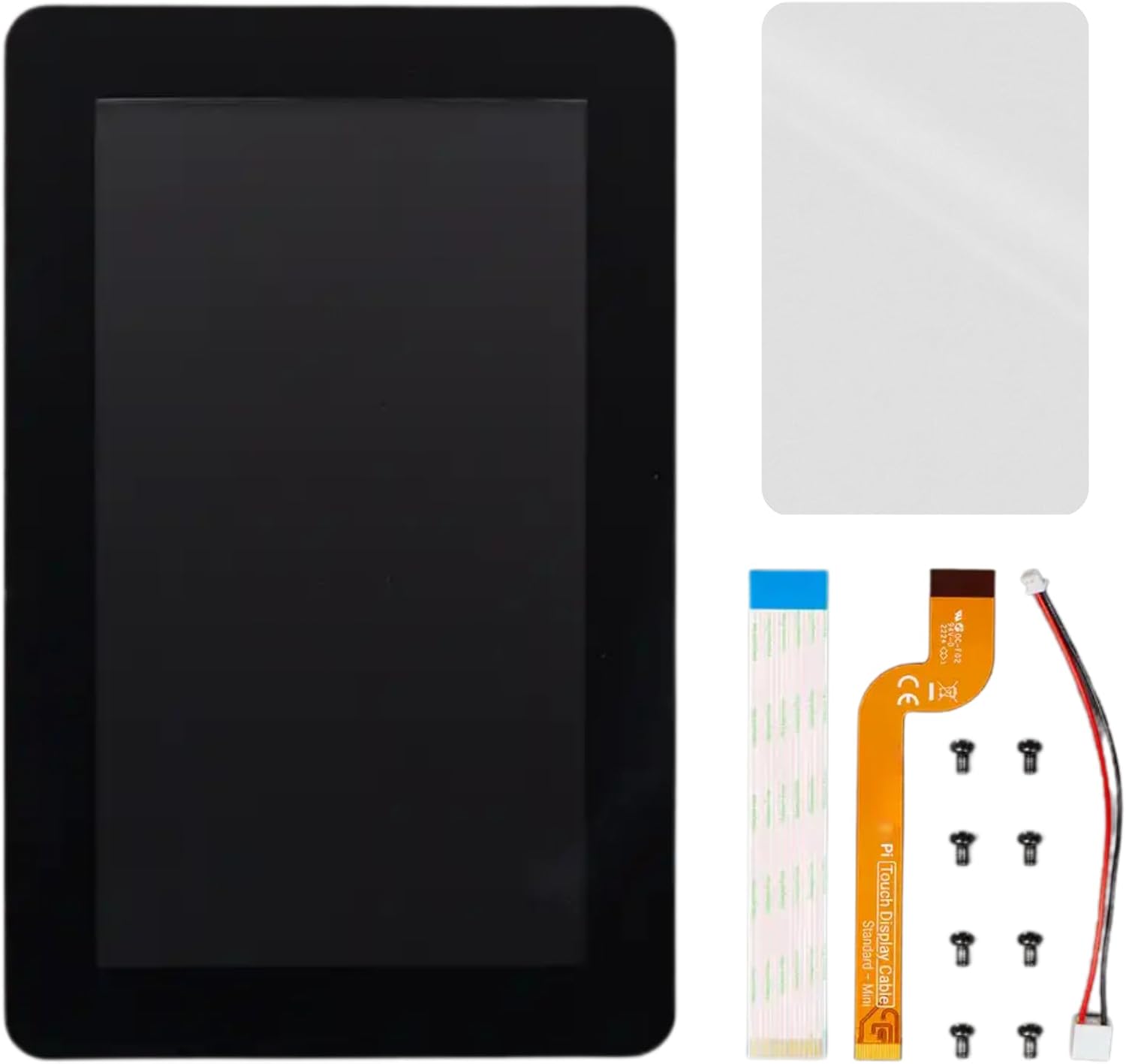 Pi Touch Display 2, Late 2024 Release - 7" HD Touchscreen, 720x1280, 5-Finger Capacitive Touch, Anti-Glare, Compatible with All Pi Models Except Zero and Pico, Includes Free Screen Protector