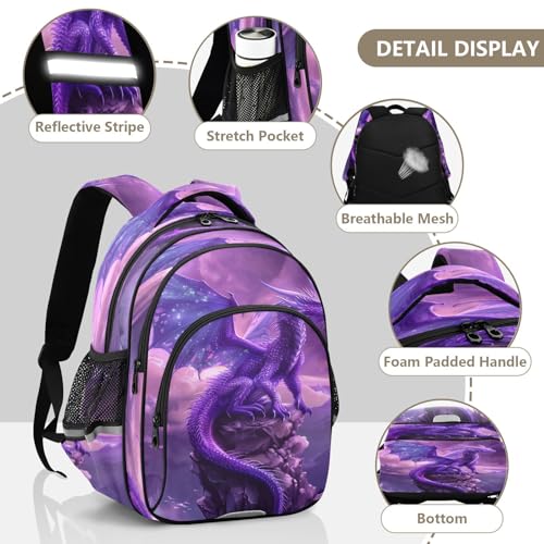 Purple Dragon Mountain Top Backpack for Kids Boys Girls School Bag Elementary Bookbag Travel Rucksack Small4