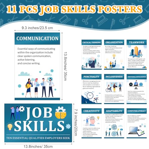 Image of Outus Job Skills Posters for College, Classroom, Decoration, Congratulations, Important Qualities, Employers, Posters, Graduation, Bulletin Board for College, Workplace, School