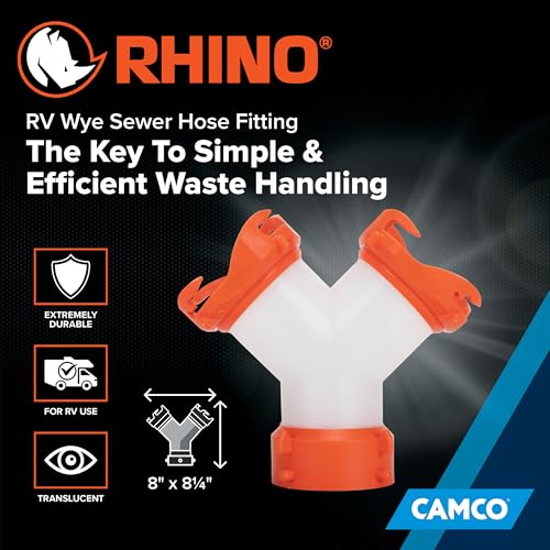 image for Camco RhinoFLEX Camper/RV Wye Sewer Hose Fitting | Features 360-Degree