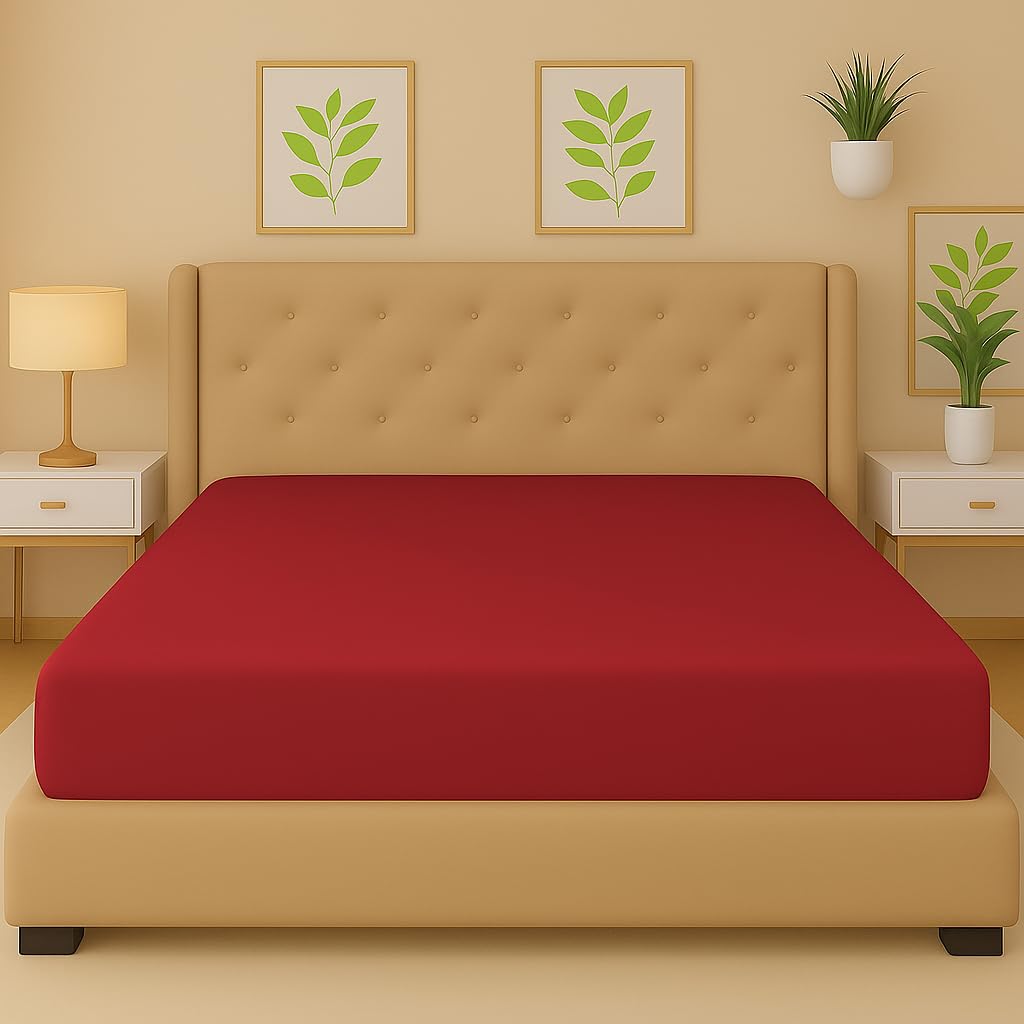 Nightzone Red Night Zone Flannelette Fitted Sheets 100% Brushed Cotton 25 Cm Deep Fitted Bed Sheet (, Single)