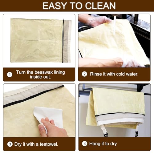 FLYAMAPIRIT Bienenwachs Brotbeutel für Sauerteig, Großer Wiederverwendbarer Brotbeutel mit Bienenwachs und Leinen für längere Frische, Nachhaltige und Waschbare Beutel für Sauerteigbrot (2er Pack)