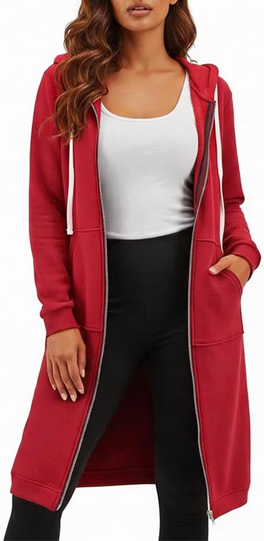 DUOYANGJIASHA Womens Hoodies Zip Up Sweatshirts Oversized 2026 Fashion Long Hooded Fall Winter Fleece Jackets with Pockets