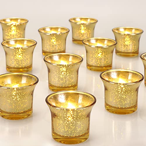 Homemory 24Pack Battery Tea Lights & 24Pack Gold Candle Holders For Engagement, Proposal, Wedding, Bridal Shower, Holiday, Reception, Anniversary Decor #TOP12