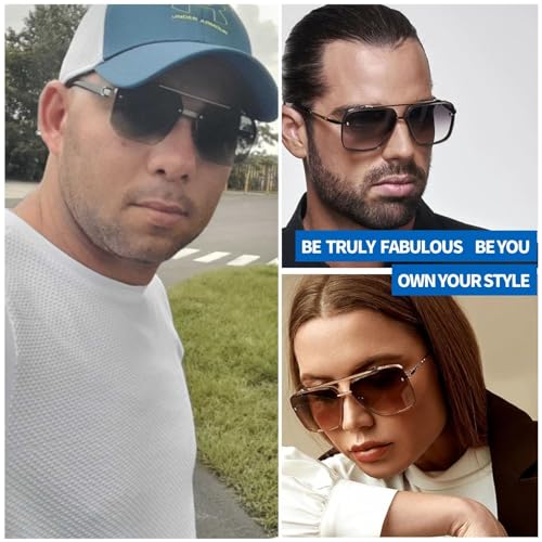 Retro 70s Rimless Square Sunglasses for Women Men Fashon Glasses2