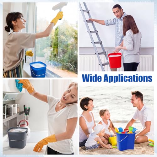 Image of Zhehao 6 Pcs 3 Quart Small Sanitizer Cleaning Bucket, Red,Dark Blue,Gray