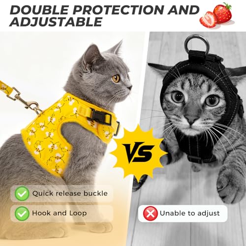BINGPET Cat Harness and Leash Set, Escape Proof and Adjustable, Large | Step-in Vest, Lightweight Soft Breathable Mesh, Hook & Loop, Easy Control for Medium & Large Cats Walking Travel - Image 3