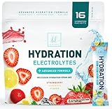 Electrolytes Powder Packets - Sugar-Free Electrolyte Packets for Fast Hydration & Recovery Support - High Impact Electrolyte Powder Drink Mix with Vitamin C - Tasty Strawberry Lemon Flavor (16 Pack)