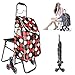 Carrito de Compras Bolsas Plegables con Asiento y 6 Ruedas, Carro de Gran Capacidad para Subir escaleras Carro de Maletero con Tapa, Peso Ligero, Cubierta Resistente al Agua para Mujeres Hom