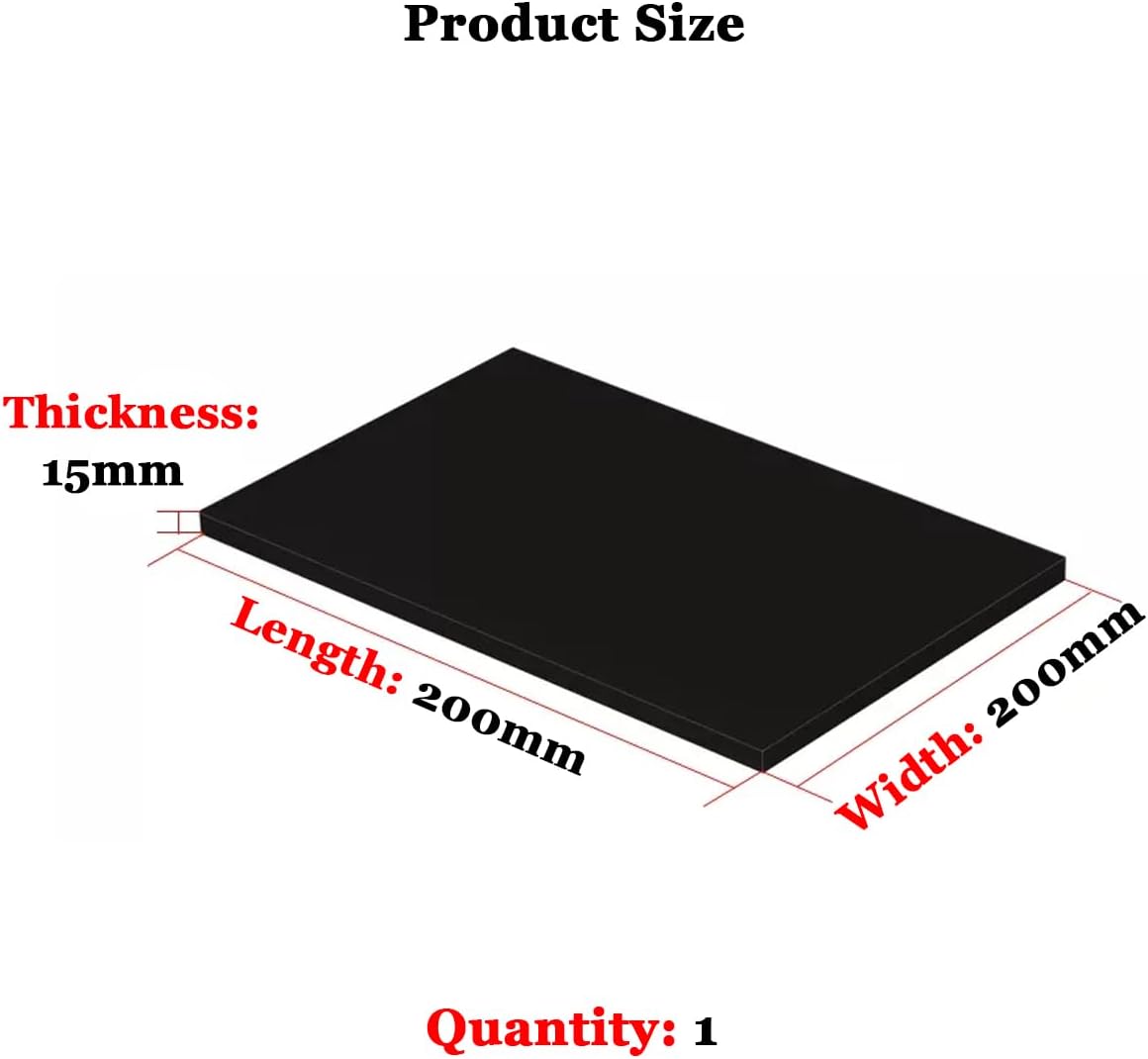 ABS Plastic Board Black Plastic Board Craft Board Moldable for Mechanical Work,200 * 200 * 15mm(1pcs)