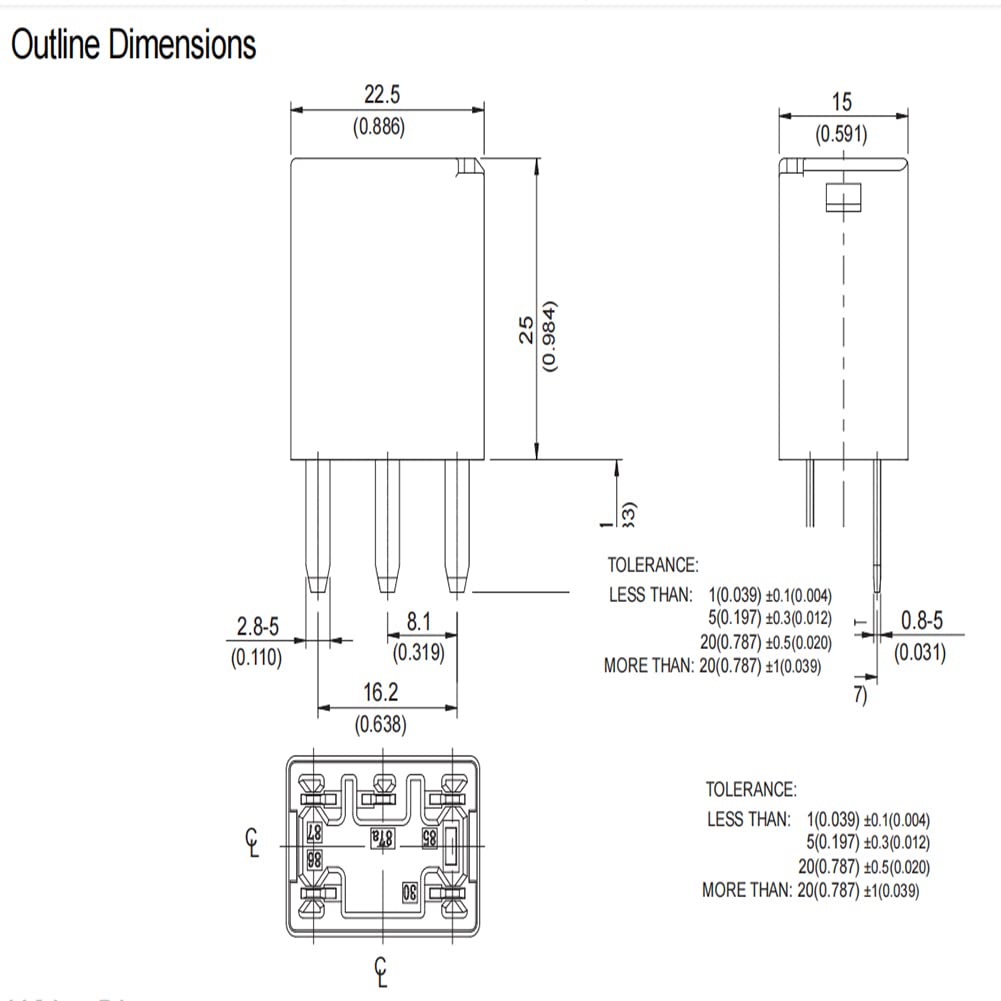 Confezione da 2 relè automobilistico 301-1C-C-R1 U02 24VDC 5 pin 35A SPDT