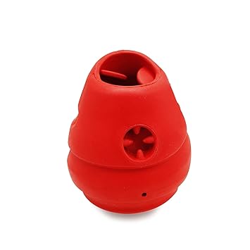 Goofy Tails Rolly Polly Treat Dispensing Interactive Dog Toy | Natural Rubber Chew Toy for Dogs | Ideal Dog Toy for All Breeds and Sizes (Red)